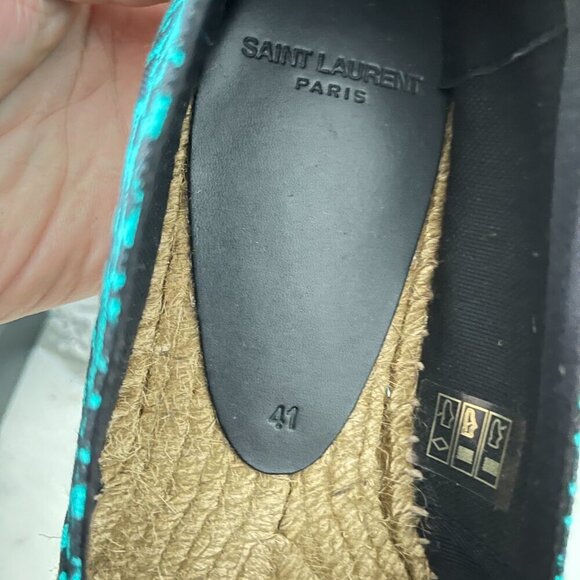YSL Saint Laurent 605951 Men's Blue Fabric Olona Stampa Espadrille Shoes, 41, 44 - Picture 14 of 14
